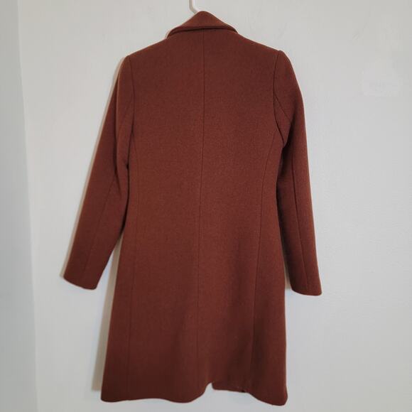House Of Harlow 1960 Burnt Brown Wool Blend Long Peacoat XS Winter Travel Work - Picture 2 of 16